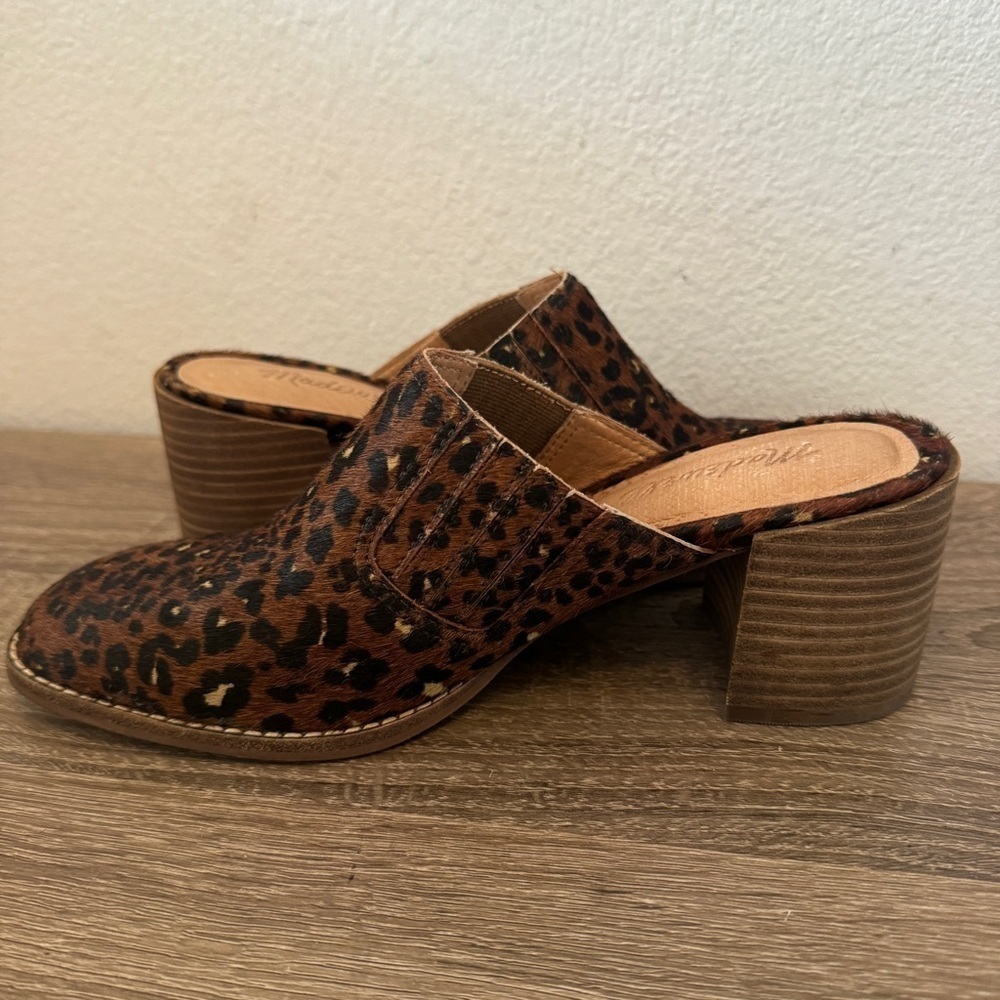 Madewell The Carey Mule in Painted Leopard Calf Hair, Size 7 - Picture 5 of 9